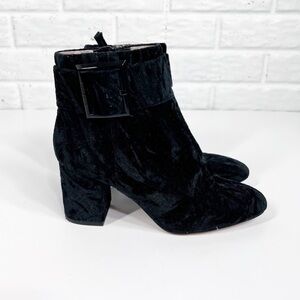 LOUISE ET CIE Babette Textured crushed velvet Block Heeled Boot with side Zip